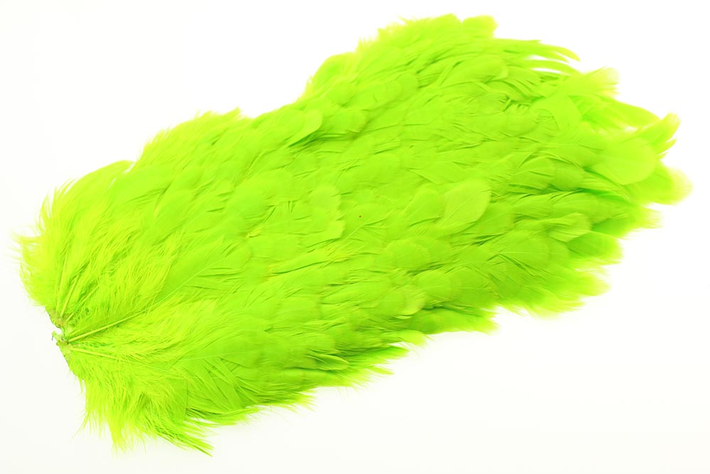 4B Whiting Hen Soft Saddle - White dyed Green Chartreuse