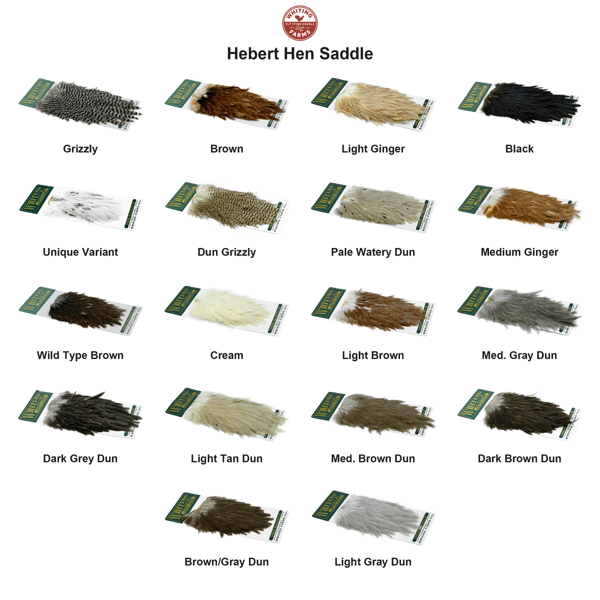 Farveoversigt – Whiting Hebert Hen Saddle