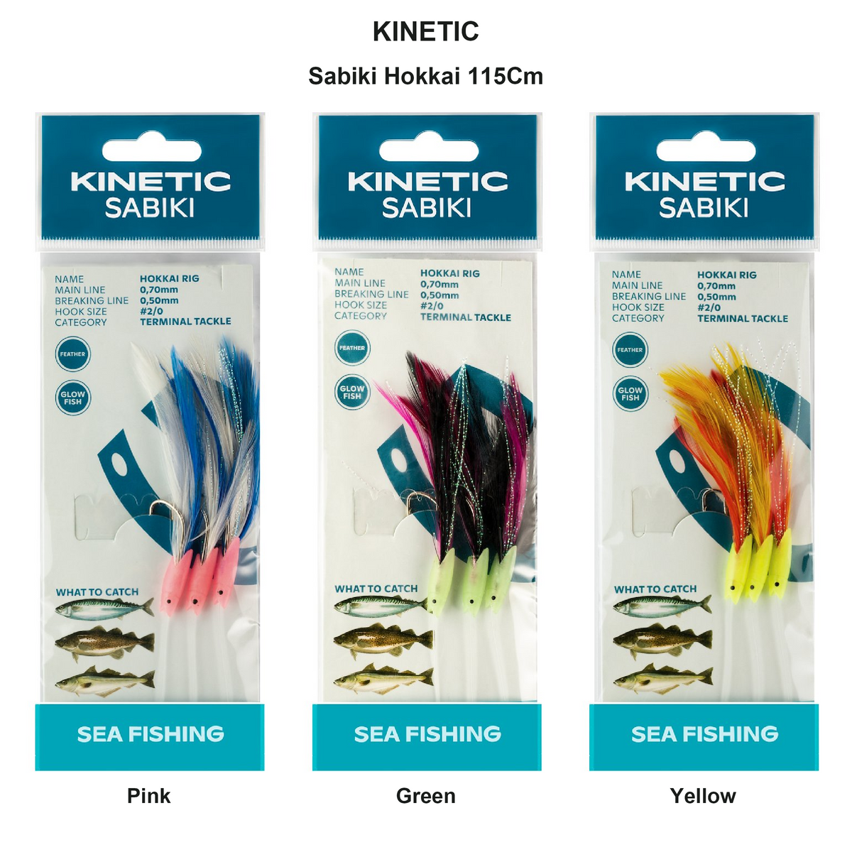 Farveoversigt – Kinetic Sabiki Hokkai 115Cm