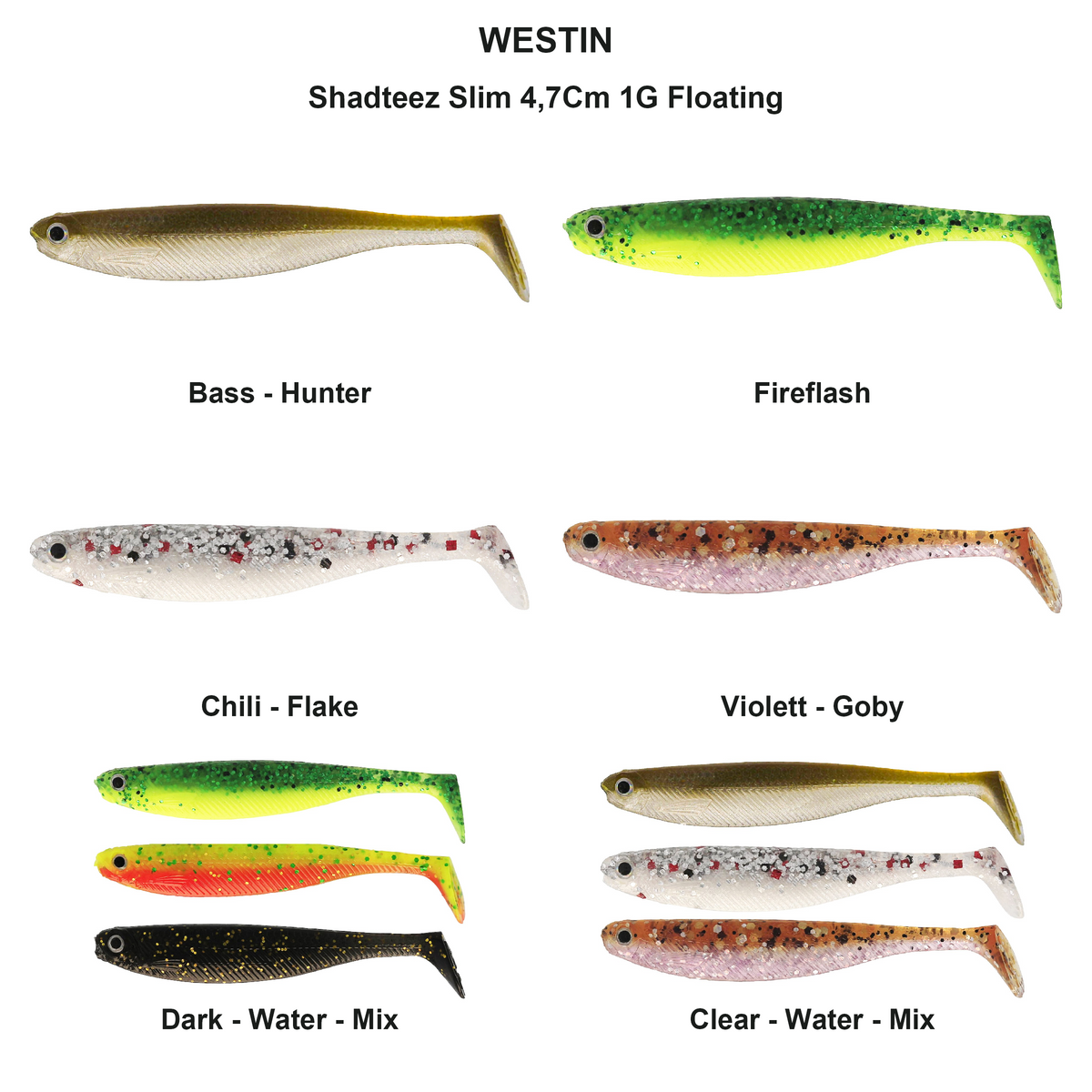 Farveoversigt – Shadteez Slim 4,7Cm 1G Floating