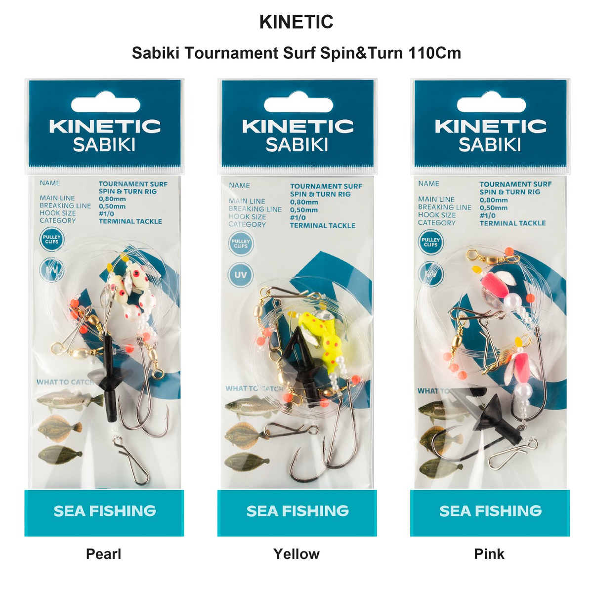Farveoversigt – Kinetic Sabiki Tournament Surf Spin&Turn 110Cm