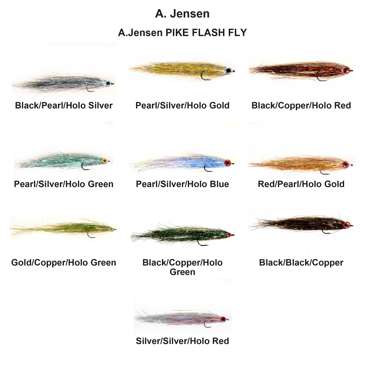 Farveoversigt – A.Jensen PIKE FLASH FLY