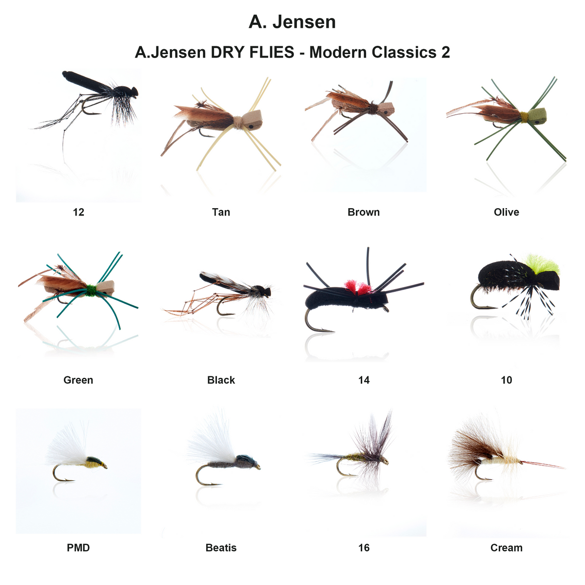 Farveoversigt – A.Jensen DRY FLIES - Modern Classics 2