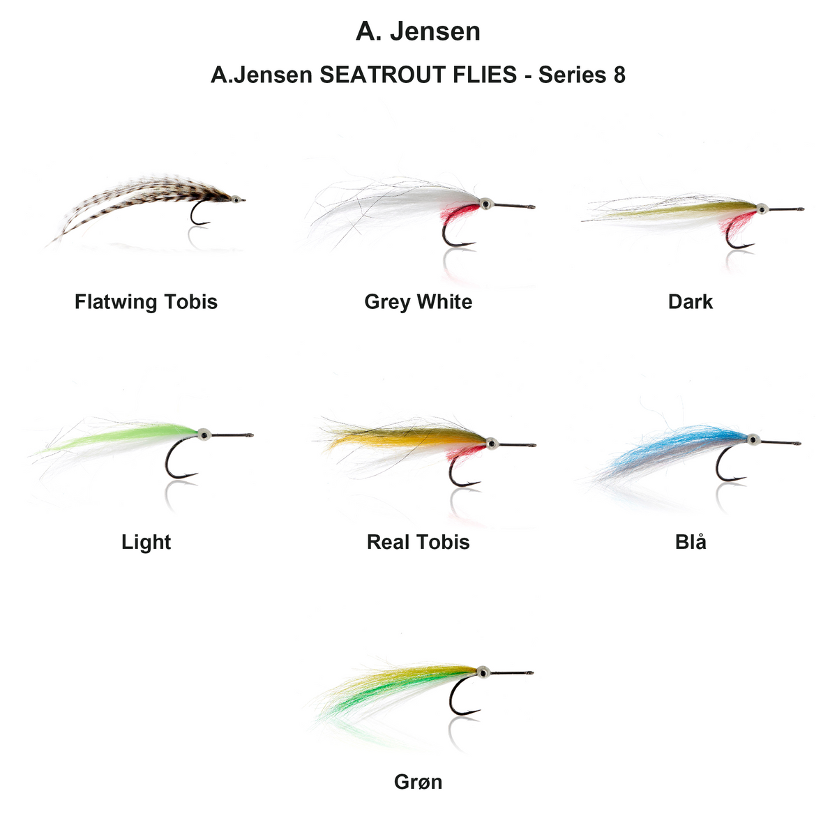 Farveoversigt – A.Jensen SEATROUT FLIES - Series 8