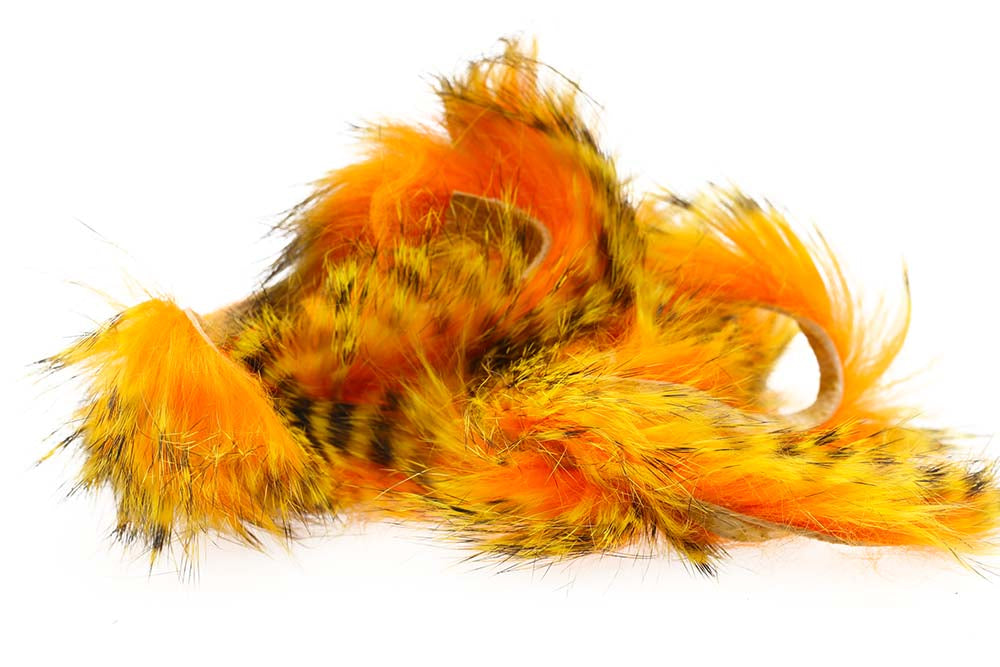 Tiger Barred Rabbit Strips - Black Barred Yellow/ Hot Orange
