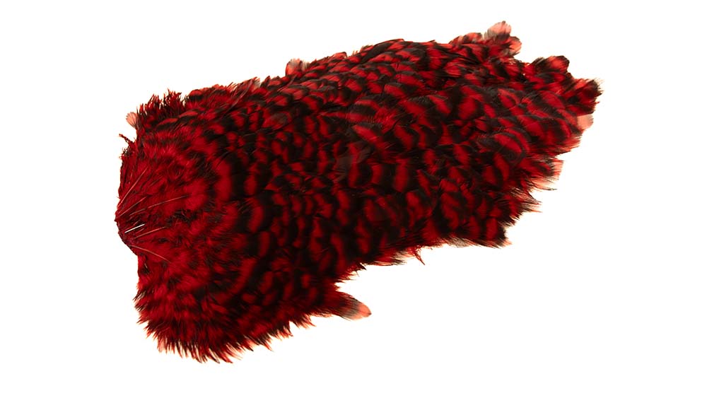 4 B's Hen Saddle Grizzly dyed Red