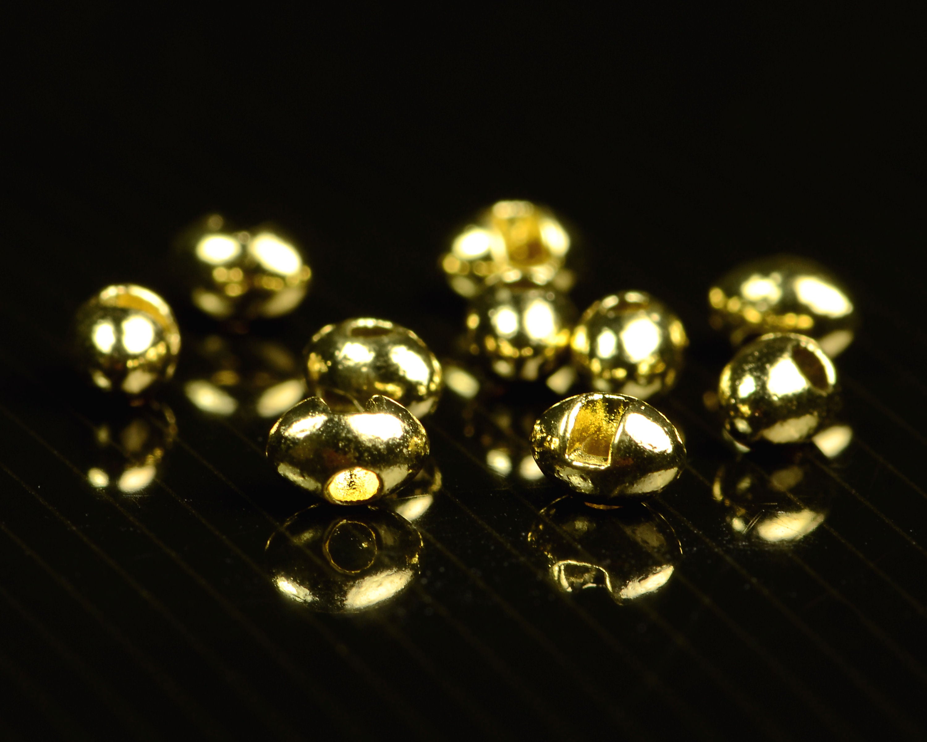 Spawn Slotted Tungsten Football Beads - 5.5 mm - Gold